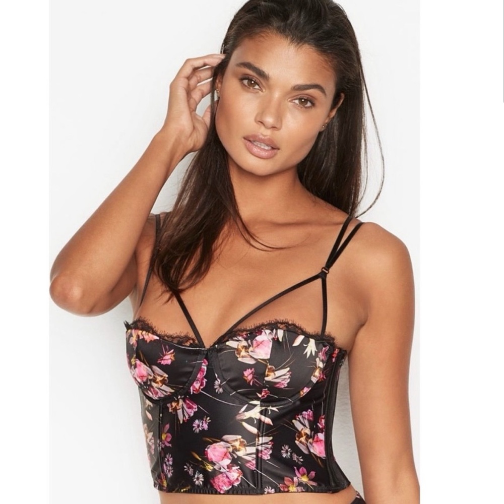 Victoria’s Secret Very Sexy Lightly Lined Strappy Bra Bustier Floral Top
